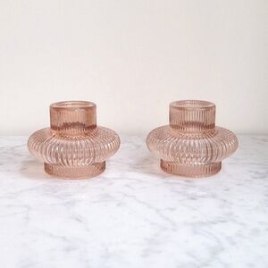 Zara Pink Glass Candle Holders